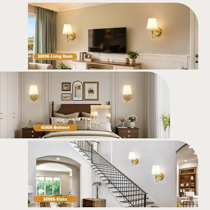 Battery Operated Wall Sconces set of Two,Wireless Wall Sconces with 10000mAh Dimmable Bulb and Remote,LED 15 Colors Rechargeable Gold Wall Sconce with Fabric for Bedroom Living Room Hallway Wall Decor