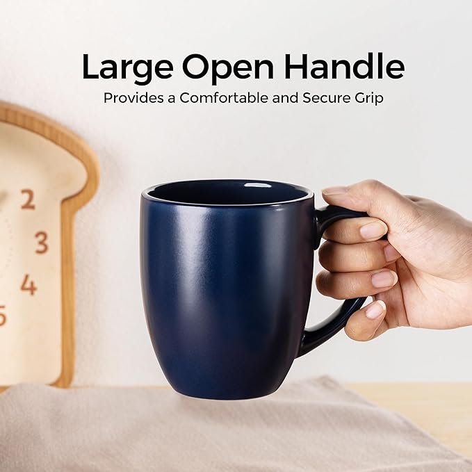 GBHOME 16oz Coffee Mugs Set of 6, Large Ceramic Coffee Mugs for Man, Woman, Dad, Mom, Modern Coffee Mugs Set with handle for Tea/Latte/Cappuccino/Milk/Cocoa. Dishwasher&Microwave Safe,Matte Blue