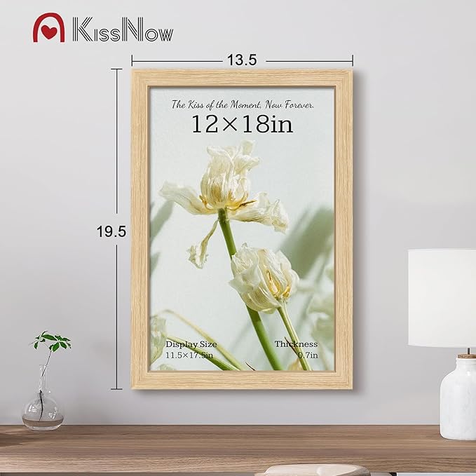 12x18 Poster Frame 4 Pack, Textured Natural Oak Wood Picture Frame, Wall Hanging