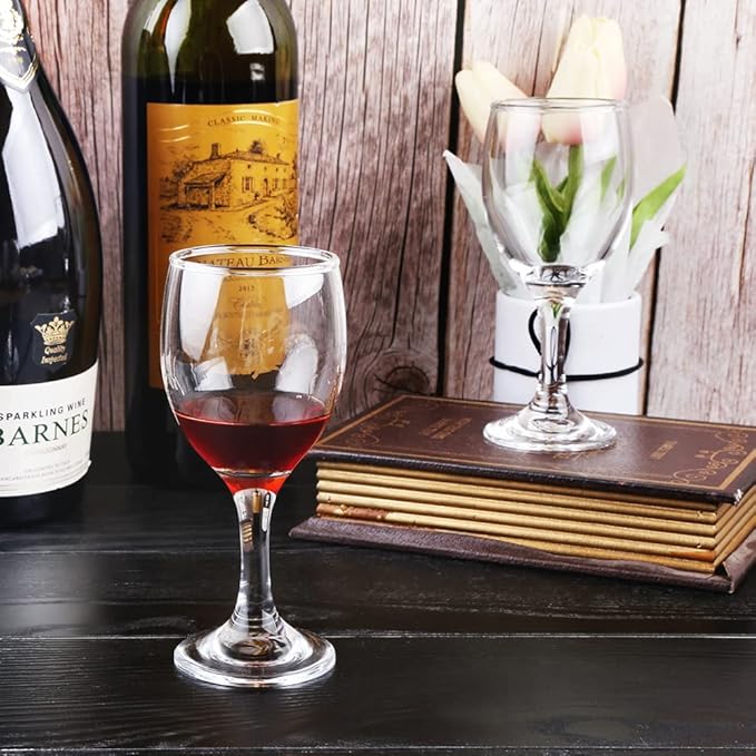 HEIGHT 5.6 Inches 120ML 4 Ounce - Set of 24 Classic Small Red Wine Glasses Durable Clear White Lead-free Glass Cup For Party (Glass, 24Pcs4OZ)