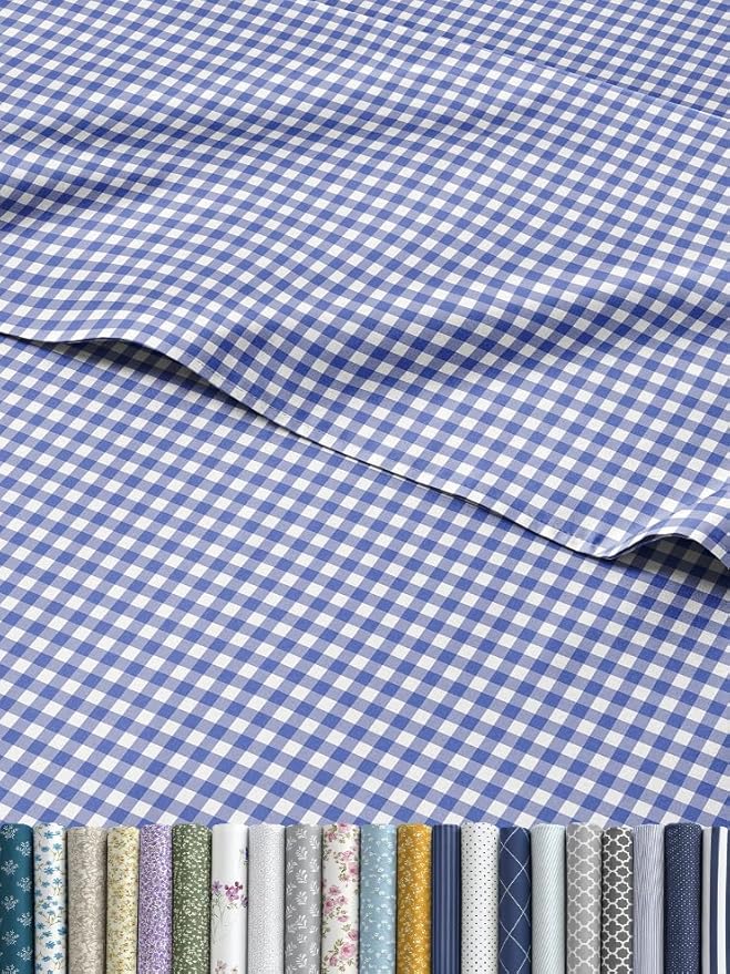 Blue Gingham Sheets - 1 Flat & 1 Fitted Sheet & 2 Pillowcases w/ Deep Pockets - Grid, Plaid, Checkered Pattern Bed Set - Comfy, Wrinkle & Fade Resistant - Ultra-Soft, Breathable & Cooling -Queen Size