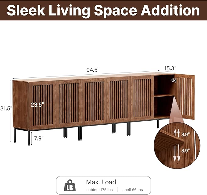 Farmhouse TV Stand for TVs up to 95 inch, 3 in 1 Entertainment Center TV Console with Storage Cabinets and Metal Base,Media Console for Living Room, Brown