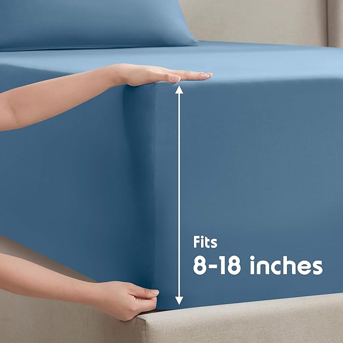 Nestl Twin Sheet Set - 1800 Ultra-Soft Microfiber Twin Bed Sheets - Double Brushed - Deep Pockets - Easy Fit - Extra Soft - 3 Piece Set - Bedding Sheets & Pillowcases (Twin, Blue Heaven)