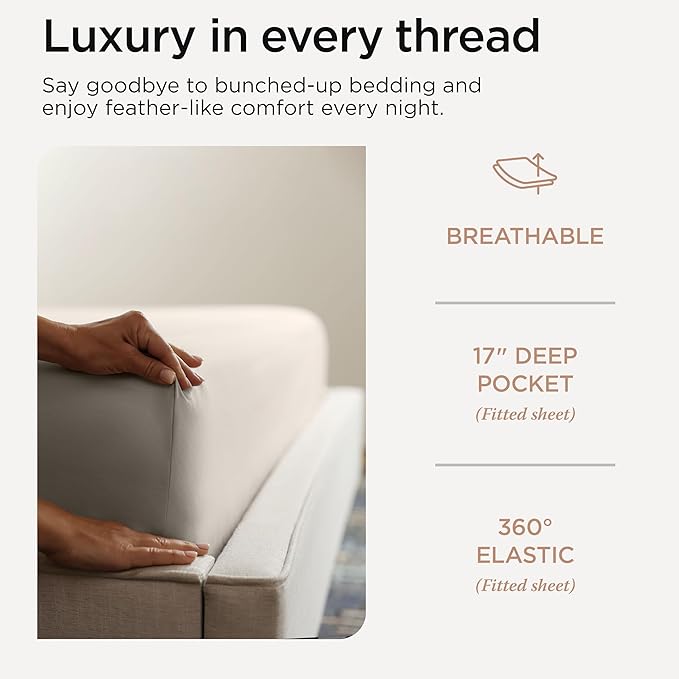 Threadmill Luxury Full Size Sheets for Full Size Mattress, 1000 Thread Count Supima Cotton Sheets for Full Mattress, 5-Star Hotel Quality 4 Piece Bed Sheets with Extra Deep Pocket, Taupe