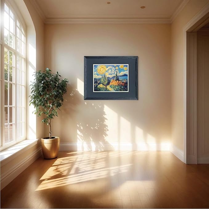 16x20 Picture Frame for Wall Hanging Solid Oak Wood, 11x14 Picture Frame with Mat,16x20 Premium Photo Frame with Real HD Tempered Glass,Ideal for Home Decor, Art Gallery,Black, 1 Pack