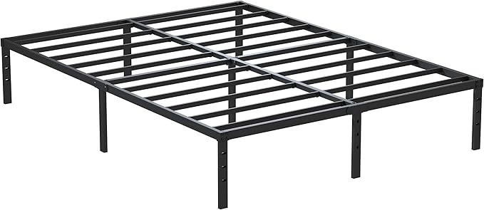 King Size Bed Frame No Box Spring Needed, 14 Inch Heavy Duty King Platform Bed Frame Support Up to 3000 lbs, Easy Assembly, Noise Free, Black