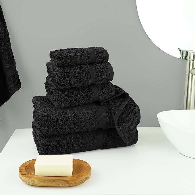 Chakir Turkish Linens Luxury Spa and Hotel Quality Premium Turkish Cotton 6-Piece Towel Set (2 x Bath Towels, 2 x Hand Towels, 2 x Washcloths)