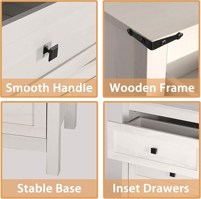 Farmhouse 4 Drawer Dresser for Bedroom, 24" Wide Wood Dresser with Metal Handle for Bed Room, Hallway, Light Beige Rustic Oak