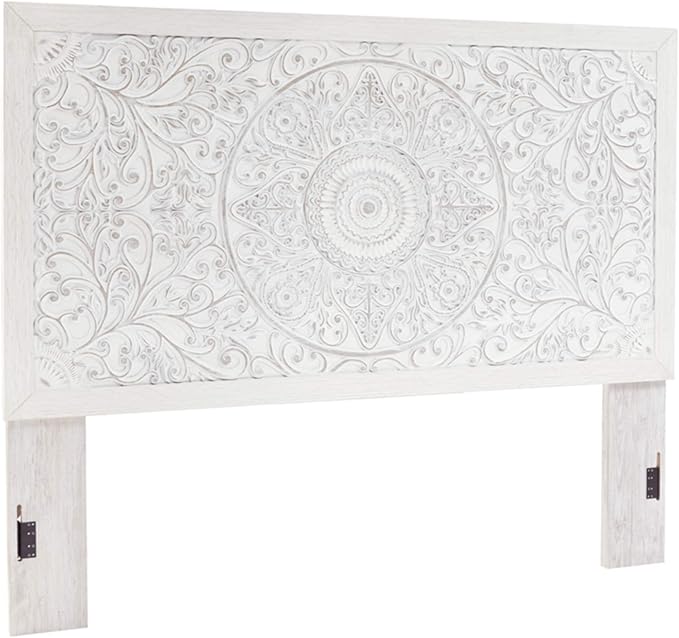 Signature Design by Ashley Paxberry Boho Chic Panel Adjustable Headboard ONLY, King, Whitewash