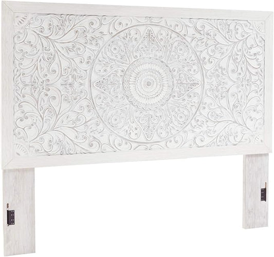 Signature Design by Ashley Paxberry Boho Chic Panel Adjustable Headboard ONLY, King, Whitewash