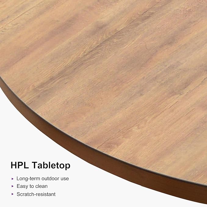 PURPLE LEAF 7 Pieces Round Patio Dining Set Outdoor Furniture with Rattan Chairs for Lawn Garden Backyard Aluminum Table Sets Deep Teak Outdoor Set