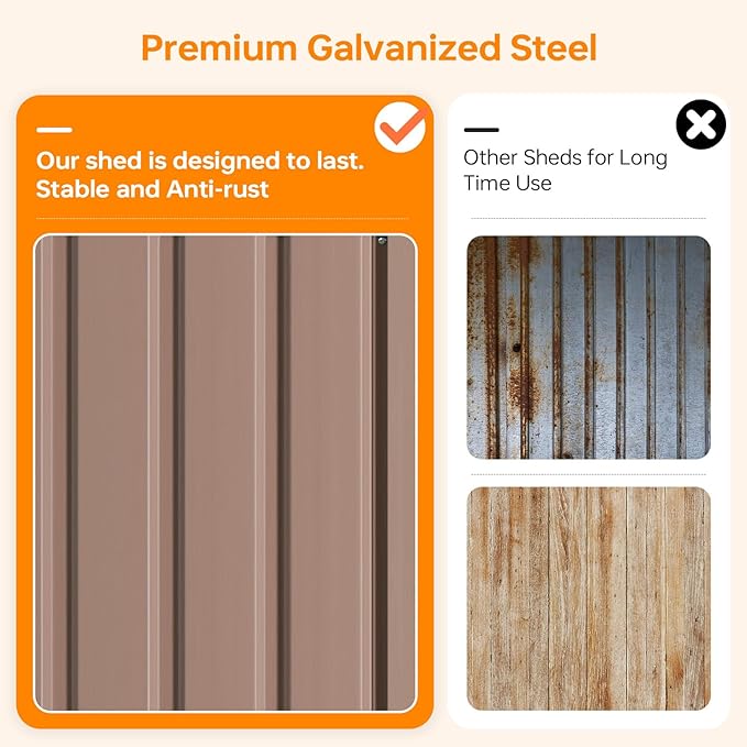 6x4 FT Lean to Shed, Outdoor Metal Storage Shed, Utility Steel Tool Shed with Lockable Door for Bike, Garden, Backyard, Patio, Lawn