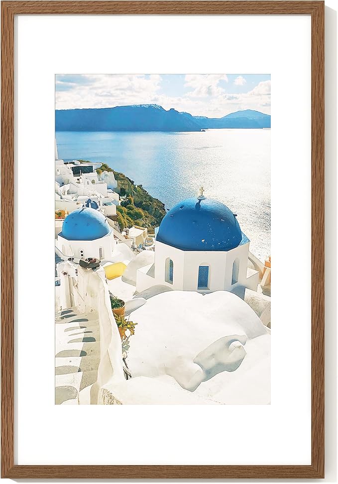 Axeman 16x24 Frame With Mat for 12x18, Solid Oak Wood 16x24 Poster Frame With Tempered Glass, 16 x 24 Picture Frame for Wall, 16 by 24 Wood Frame for Home Decor, Hanging Hardware included, Walnut