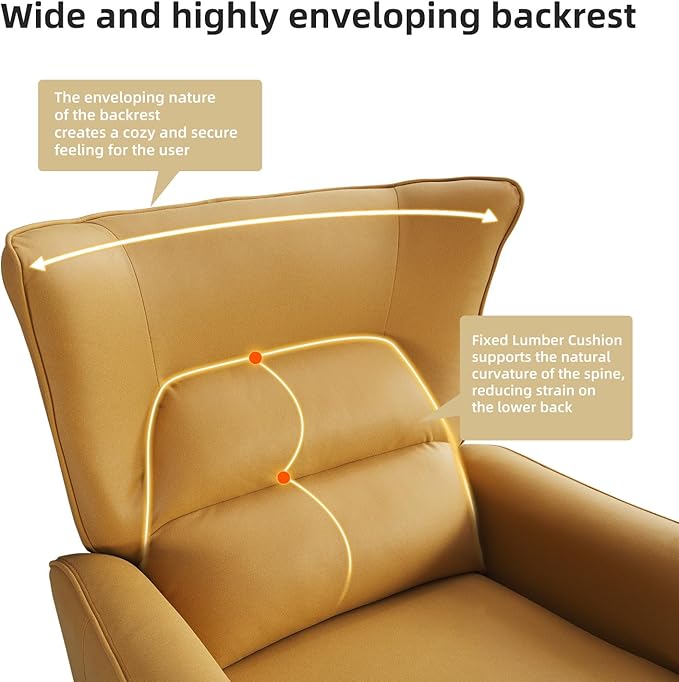 INZOY Power Swivel Rocker Recliner Glider, Oversize Electric Swivel Rocker Recliners with Highly Enveloping Backrest, Nursery Rocking Recliner Chair Leathaire Reclining Sofa for Living Room, Yellow