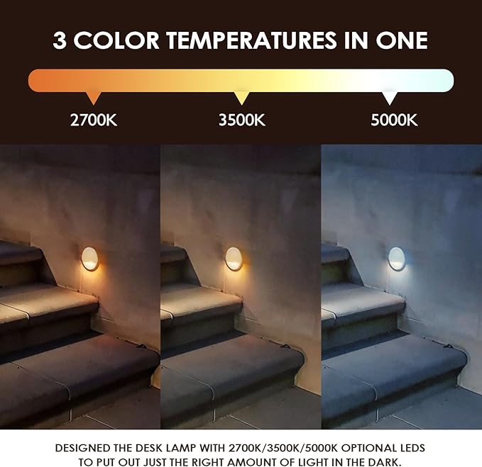 LED Low Voltage Deck Lights Outdoor Waterproof,6-Pack 3CCT Deck Lighting Fixtures Landscape Step,3W, 12V-24V AC/DC Die-cast Aluminum Housing Fence Lamp Wired 2700K/3500K/5000K (White)