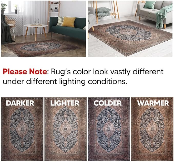 Keen Home Design 2x3 Rug - Machine Washable Entry Rug with Non-Slip Backing, Ideal for Enteryway, Kitchen, Bathroom, Laundry Room - Vintage, Easy Clean, Durable, Low Pile Rug - (2' x 3')