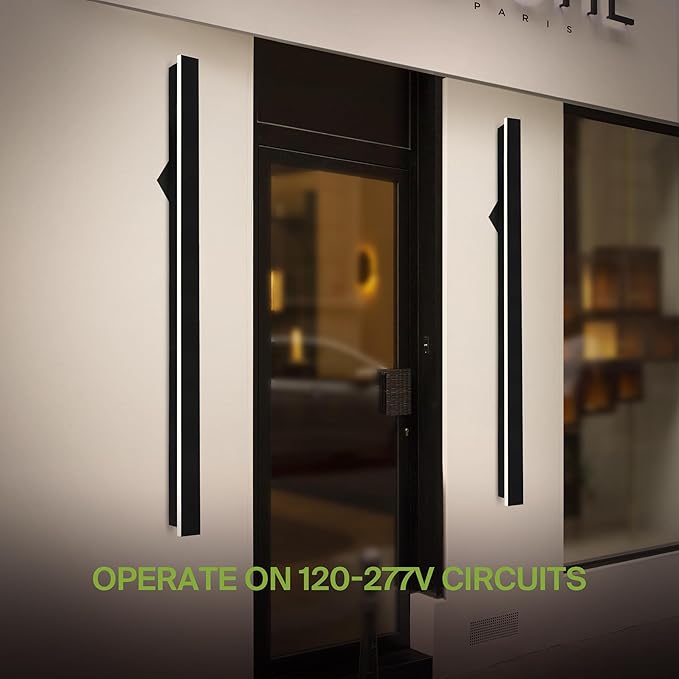 ASD LED 72" Long Wall Mount Light Fixture, Outdoor & Indoor Linear Sconce | 3CCT, Dimmable, Waterproof, Anti-Rust, ETL Listed | 40W 2400LM 3000-5000K 100-277V | Exterior Porch Lighting | Black