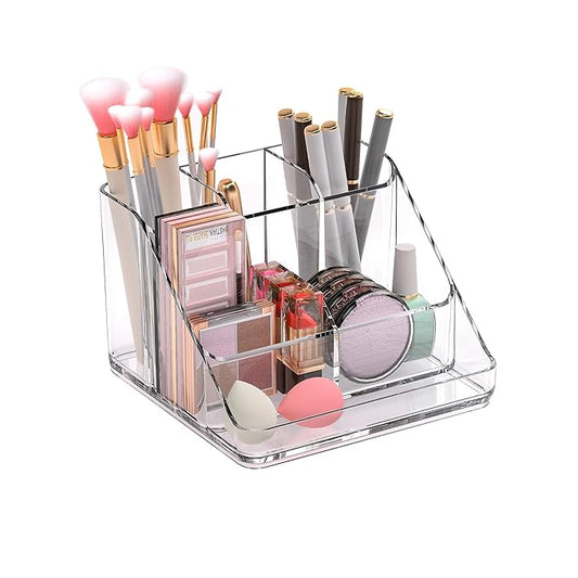 Ettori APLOP Makeup Organizer Tray, 6-Compartment Vanity Makeup Organizer for Jewelry, Hair Accessories, Bathroom Counter or Dresser