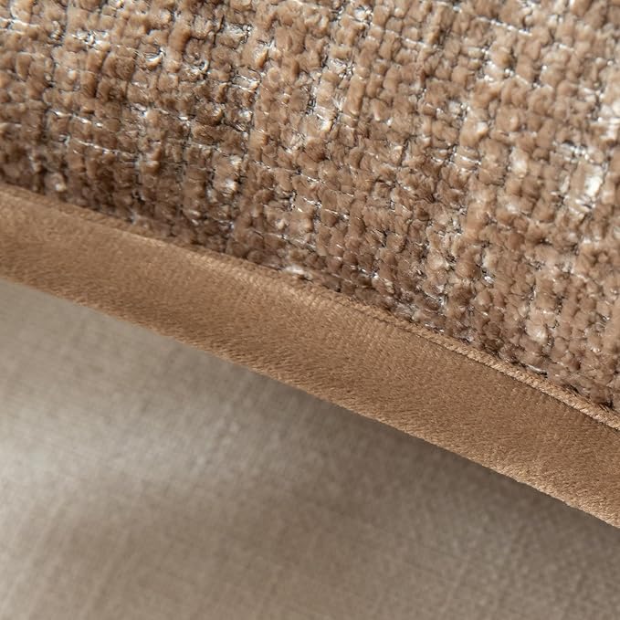 Yaertun Pack of 2 Chenille Textured Decorative Throw Pillow Covers Accent Solid Cushion Cover Soft Cozy Pillow Case with Velvet Back for Couch Sofa Bed Living Room 24x24 Inch Camel