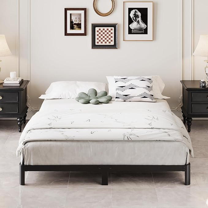 5 Inch Low Queen Bed Frame with Rounded Corner Legs, 2000 LBS Heavy Duty Metal Queen Platform Bed Frame No Box Spring Needed, Noise Free, Easy Assembly