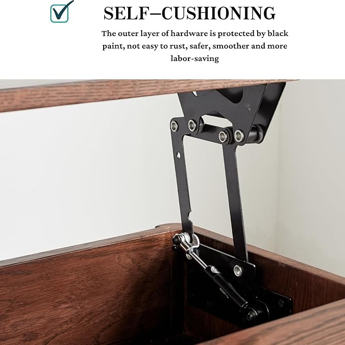 Oak Wood Lift Top Coffee Table with Storage, Mid-Century Modern Rectangle Coffee Tables for Living Room,Wooden Walnut Coffee Table for Dining,Working,Playing Games Desk