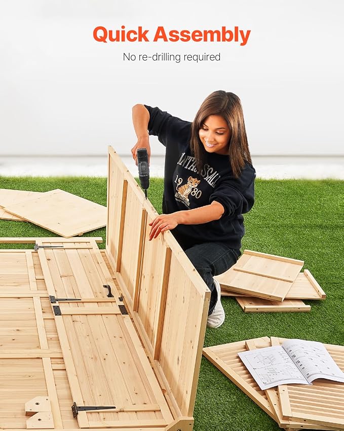 VEVOR Outdoor Storage Shed, Oversize Wooden Outside Storage Cabinet with Waterproof Roof and Metal Frame, Double Lockable Doors Garden Tool Shed Storage House Cabinet with Shelves & Floor, 58"x27"x78"