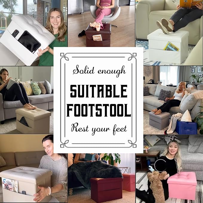 Ottoman Storage Ottoman Foot Rest Stool Foldable Bench with Storage Student Dormitory Bedroom and Entryway 17 X 13 X 13