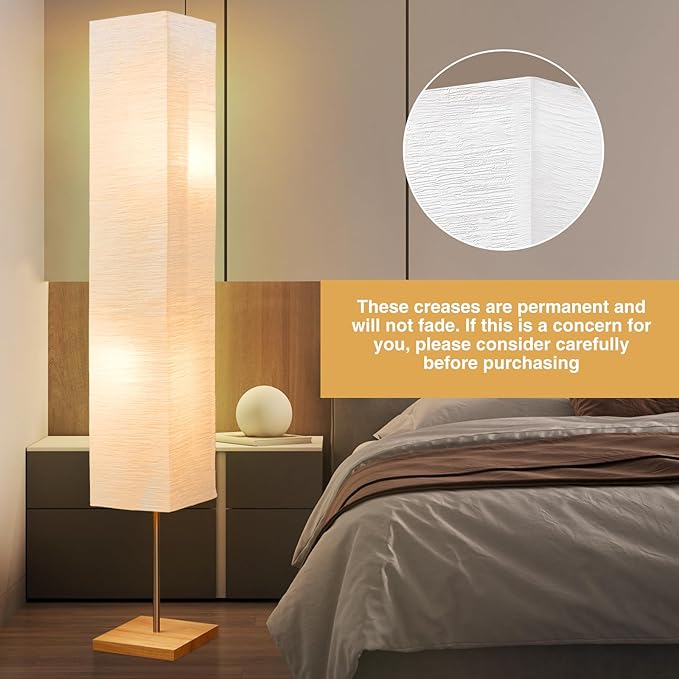 GyroVu 65" Floor Lamp for Living Room, 3 Way Dimmable Standing Lamp for Bedroom, Corner Floor Lamp for Office& Living Room(Bulbs Included)