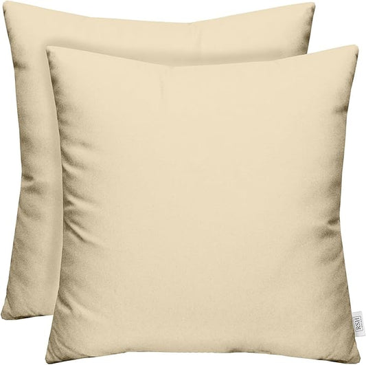 RSH DECOR: Sunbrella Square Throw Pillows Set of 2 | 20" x 20" | Water and Fade-Resistant Performance Fabric | Outdoor Pillow Covers with Down-Alternative Inserts | Canvas Canvas