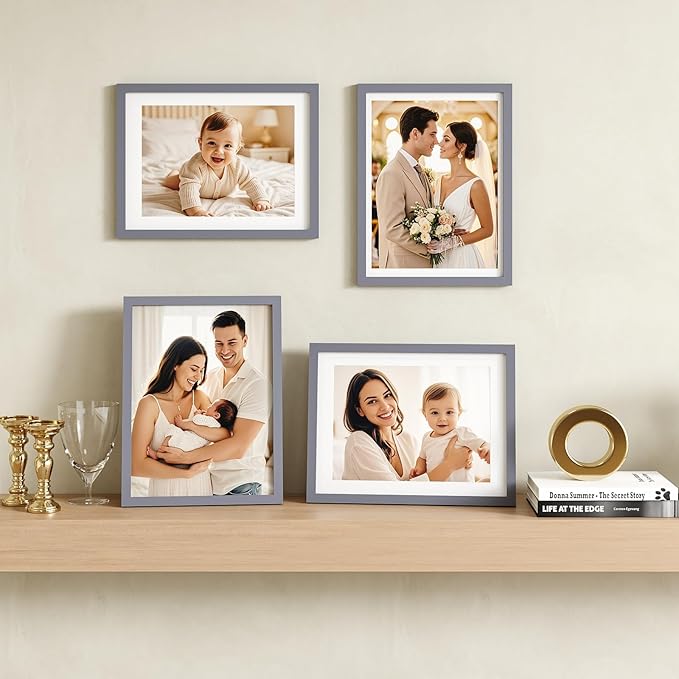 Egofine 12x16 Picture Frames with Plexiglass, Display Pictures 9x12/11x14 with Mat or 12x16 Without Mat for Wall Mounting,Dark Grey