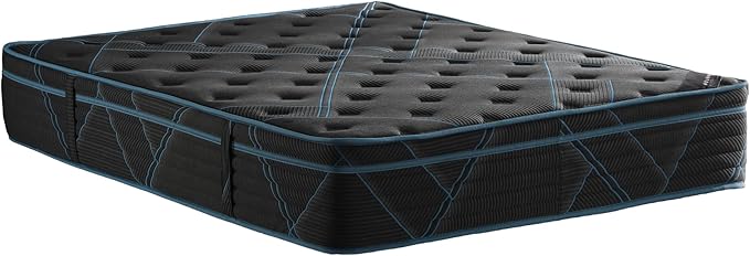 Ottomanson King 13" Luxury Black vBlue Eurotop Mattress - Inspired by Ancient Egypt - Medium-Firm Memory Foam Comfort - Premium Quilted Cover - Made in USA - Fiberglass-Free - Bed in a Box