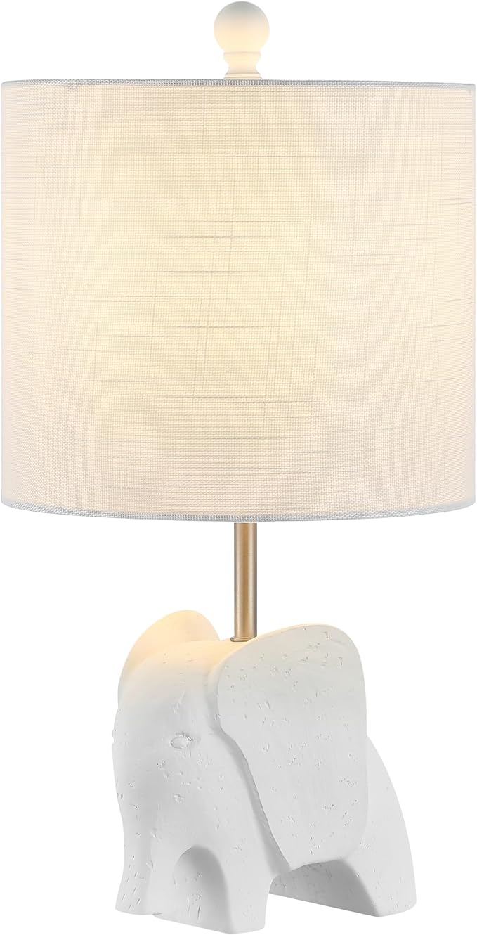 JONATHAN Y JYL1143D Koda 17.5" Eclectic Southwestern Resin/Iron Elephant LED Table Lamp Global, Transitional, Rustic, Office, Living Room, Dining Room, Bedroom, Hallway, Foyer, White