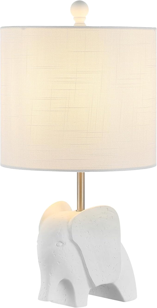 JONATHAN Y JYL1143D Koda 17.5" Eclectic Southwestern Resin/Iron Elephant LED Table Lamp Global, Transitional, Rustic, Office, Living Room, Dining Room, Bedroom, Hallway, Foyer, White