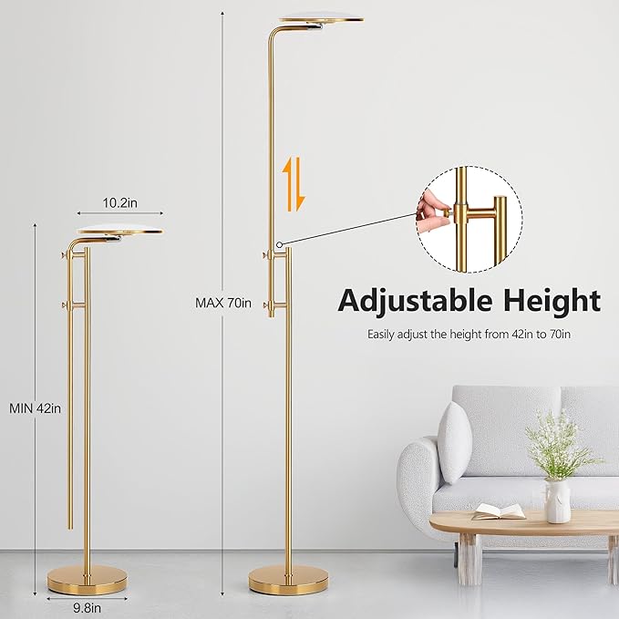 SUNMORY 32W/3000LM Floor Lamps, Super Bright LED Standing Lamp with Remote Control, Adjustable Tall Lamp with 350°Rotating Head, Modern Dimmable Torchiere Corner Lamp for Living Room, Bedroom, Office