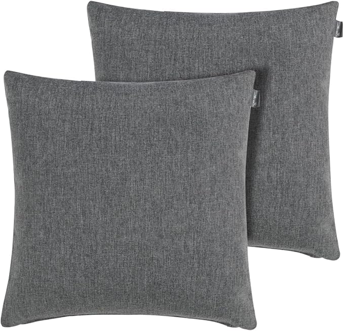 FUNHOME Outdoor Indoor Throw Pillows 18”x18”, Set of 2 Decorative Throw Pillows with Inserts, All Weather Water-Repellent Square Pillows for Bed, Couch, Sofa and Patio Furniture-Grey