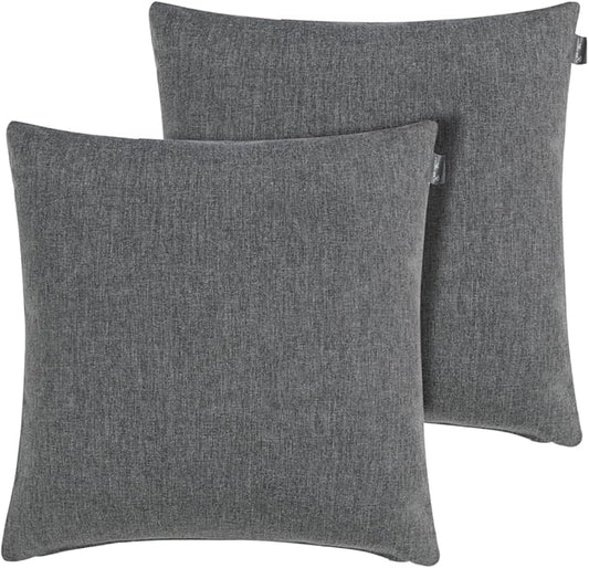 FUNHOME Outdoor Indoor Throw Pillows 18”x18”, Set of 2 Decorative Throw Pillows with Inserts, All Weather Water-Repellent Square Pillows for Bed, Couch, Sofa and Patio Furniture-Grey
