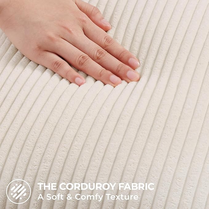 Mecatny Corduroy Decorative Throw Pillow Covers 20x20 Set of 2 for Sofa Living Room, Soft Neutral Boho Couch Pillow Covers for Home Decor, Cream White