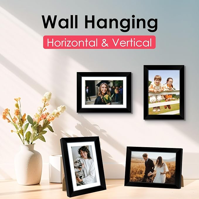 FIXSMITH 5x7 Picture Frame, Black Photo Frame with HD Plexiglass, Display Pictures 4x6 with Mat or 5x7 Without Mat Multi Picture Frames Collage for Tabletop or Wall Display, 2 Pack
