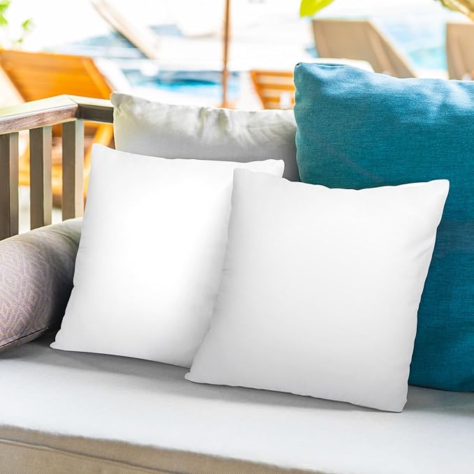 Pack of 2 18x18 Outdoor Pillow Inserts, Water Resistant Throw Pillow Inserts, Cushion Inner Pads for Patio, Furniture, Sofa, Bed, Living Room, Garden Decorative Waterproof Pillow Inserts