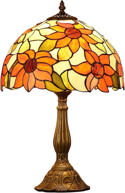 Tiffany Table Lamps for Bedroom Nightstand Bedside Lamps 12X12X19 Inch Sunflower Stained Glass Table Lamp for Living Room 12X12X19 Inch Home Office Desk Lamp