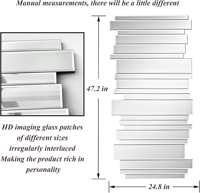 Decorative Mirrors for Wall Decor 24×47 Inch, Wall Mirrors Decorative for Living Room, Large Wall-Mounted Mirror for Bedroom Decor, Entryway Rectangle Mirror, Hallway Mirror for Home