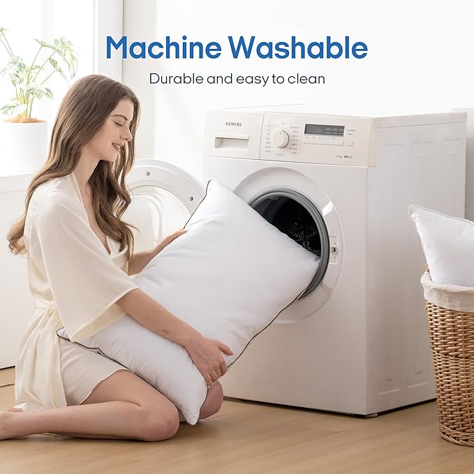 puredown® Goose Feathers and Down Pillows, Bed Pillows with 100% Cotton Cover, 2 Pack, King Size, 20x36 Inches