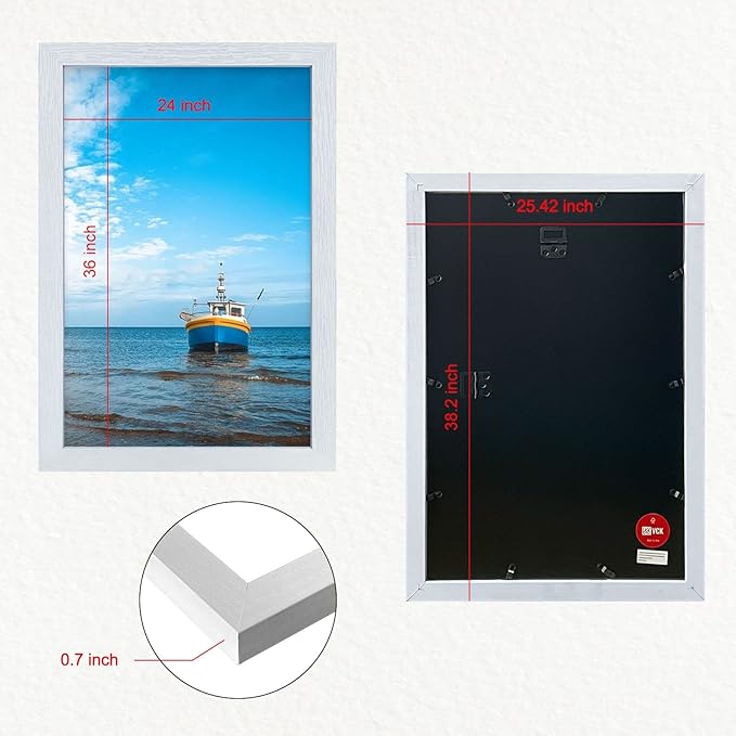 VCK 24x36 Picture Frame Exclusive Large White Poster Frame for Wall Gallery Home Office 1 Pack