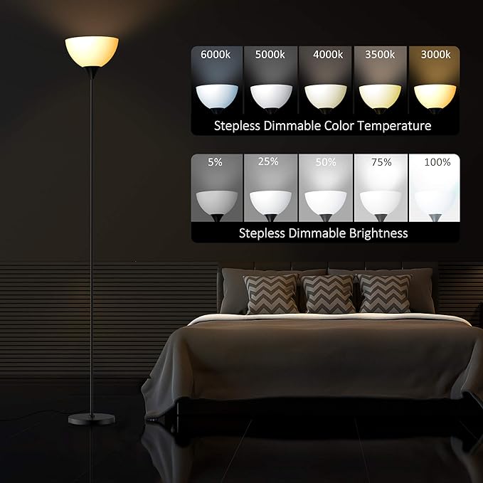 PESRAE Smart RGB Floor Lamps Work with Alexa, Google Assistant WiFi App, Modern Color Changing Floor Lamp, Dimmable Corner Floor Lamp for Living Room, Bedroom and Play Room (Without Remote Control)