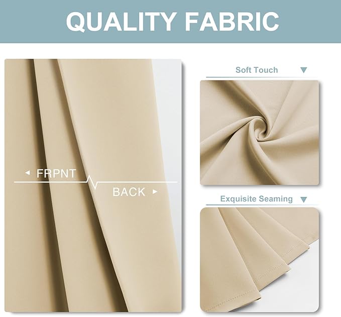 ChrisDowa Blackout Curtains 80 inches Long for Bedroom - 2 Panels Set Grommet Thermal Insulated Room Darkening Curtains for Living Room (Biscotti Beige, 52 x 80 Inch)
