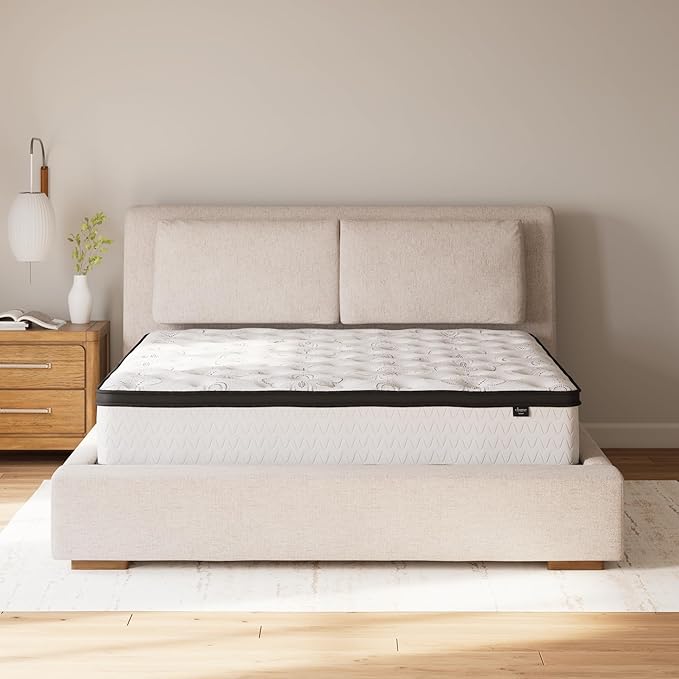 Signature Design by Ashley King Size Chime 12 Inch Medium Firm Hybrid Mattress with Cooling Gel Memory Foam for Pressure Relief, Fiberglass Free, Mattress In A Box