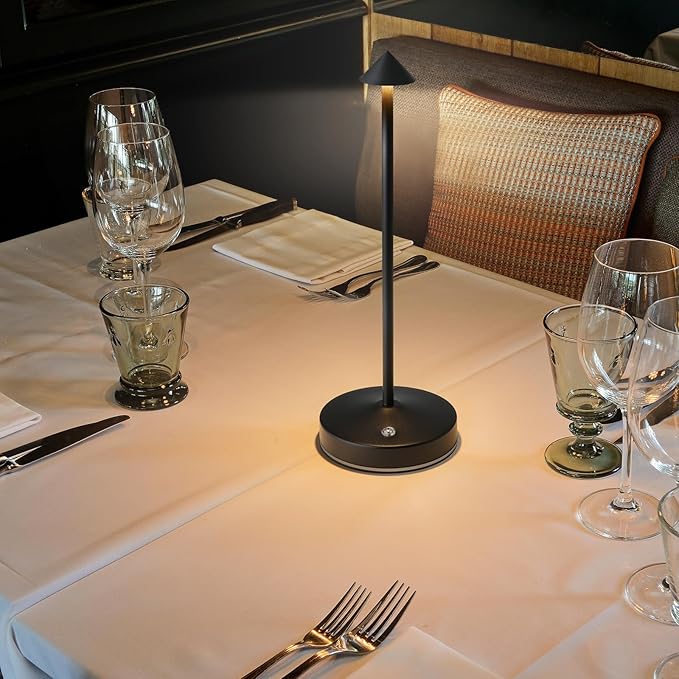 3w Led Cordless Rechargeable Table Lamps,3000 Mah Battery Operated Lamp 2 Level Led Table Lamp Small Touch Table Lamp in Aluminium 3000k Dimmable Table Lamps Set of 2 (Black)