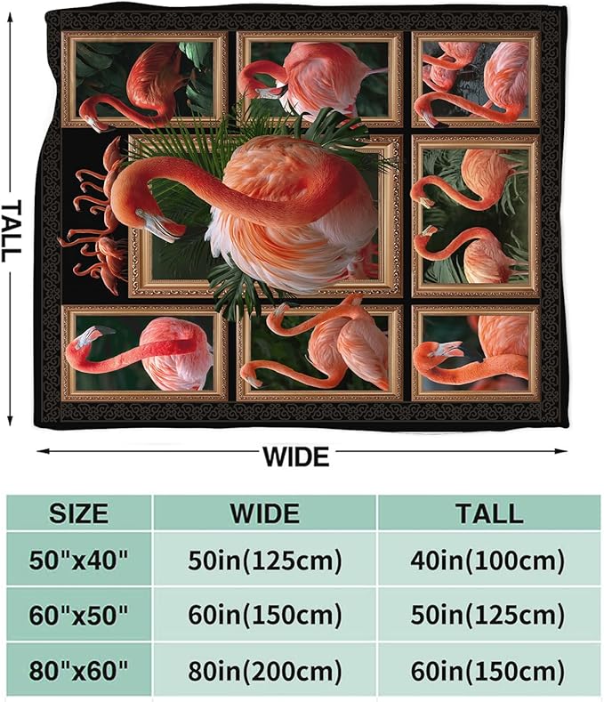 Yibuda Flamingo Blanket Bird Tropical Flannel Plush Throw Blanket Cozy Animal Decor Fleece Stuff Blanket Gifts for Lover Girls Boys Kids Adults Women Bed Travel 50"x60"