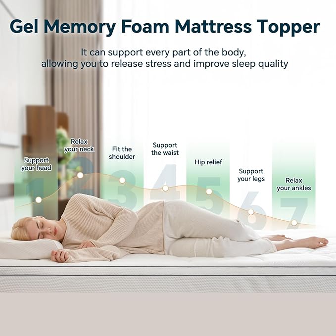 4 Inch Memory Foam Mattress Topper King Size - Dual Layer 3 Inch Cooling Gel Memory Pad and 1 Inch Pillow Top Mattress Cover for Back Pain - 78" x 80" x 4"