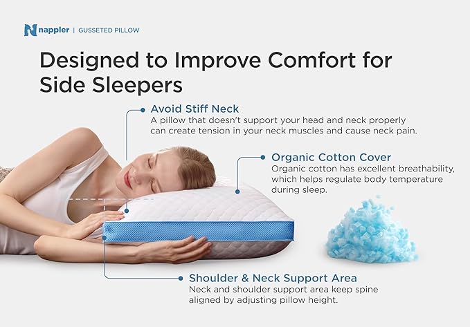 Side and Back Sleeper Pillow for Neck and Shoulder Pain Relief - Shredded Memory Foam Bed Pillow for Sleeping - 100% Adjustable Fill - King Size - Modal Washable Case. Extra Fill Included